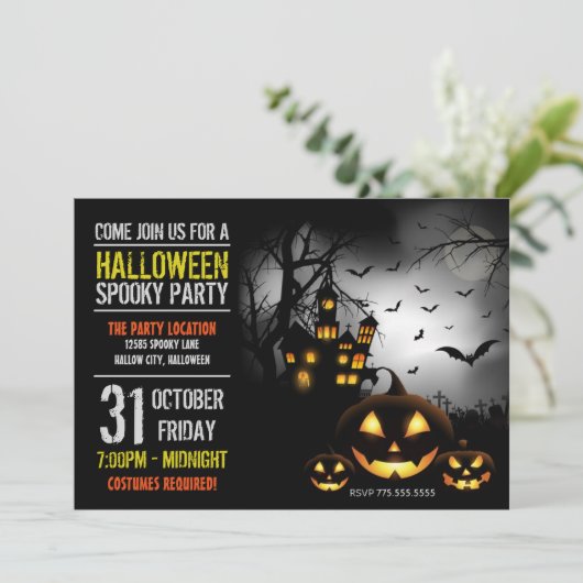 Uitnodiging voor Halloween Party (Staand voorkant)
