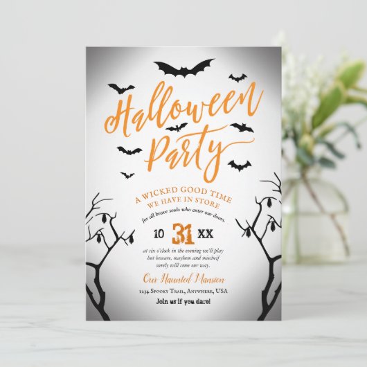 Uitnodiging voor Halloween Party (Staand voorkant)