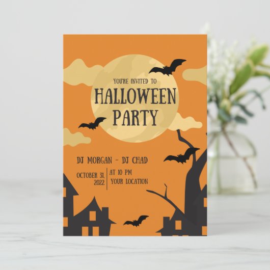 Uitnodiging voor Halloween Party (Staand voorkant)