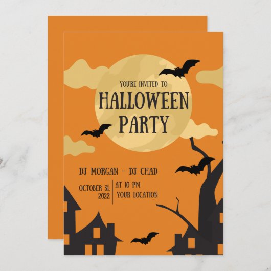Uitnodiging voor Halloween Party (Voorkant / Achterkant)