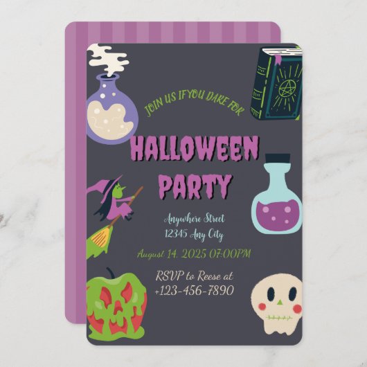 Uitnodiging voor Halloween Party (Voorkant / Achterkant)