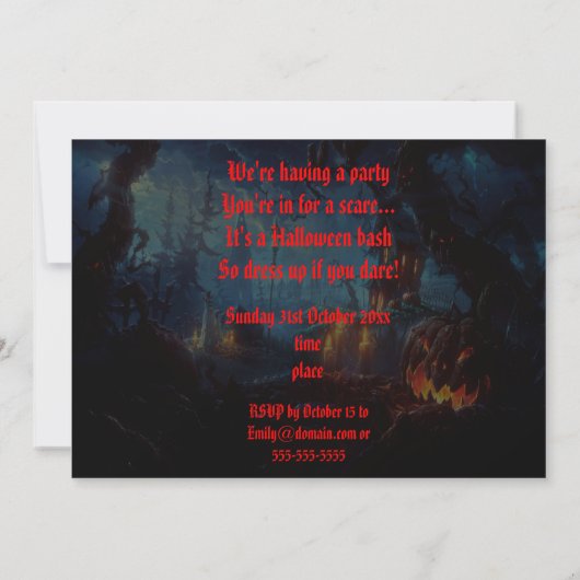 Uitnodiging voor Halloween Party (Achterkant)