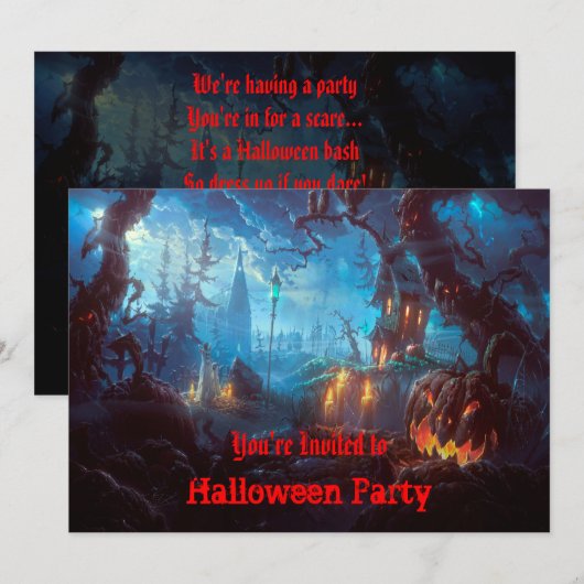 Uitnodiging voor Halloween Party (Voorkant / Achterkant)