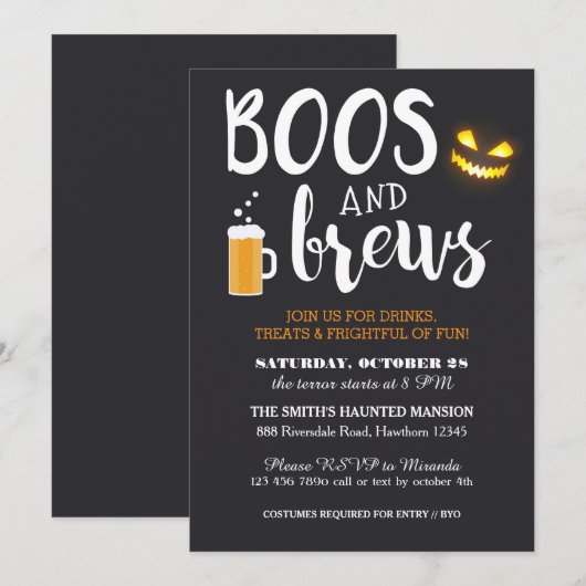 Uitnodiging voor Halloween Party, Adult, Boos and  (Voorkant / Achterkant)