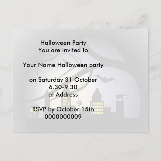 Uitnodiging voor Halloween Party Briefkaart (Achterkant)