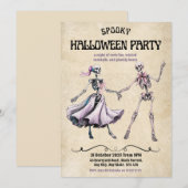 Uitnodiging voor Halloween Party - Dancing Skeleto (Voorkant / Achterkant)