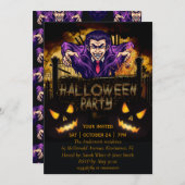 uitnodiging voor Halloween Party Dracula (Voorkant / Achterkant)