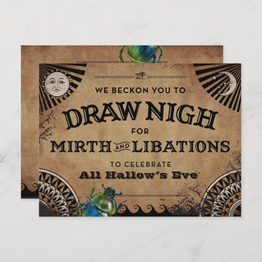 Uitnodiging voor Halloween Party | Egyptische esth (Voorkant / Achterkant)