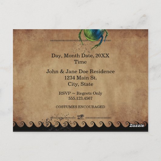 Uitnodiging voor Halloween Party | Egyptische esth (Achterkant)