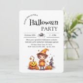 Uitnodiging voor Halloween Party - Happy Pumpkins (Staand voorkant)