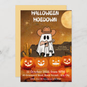 Uitnodiging voor Halloween Party - Hoedown Cowboy (Voorkant / Achterkant)