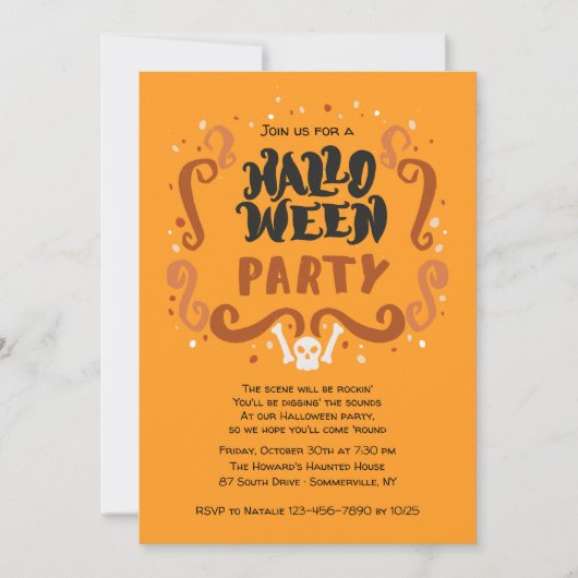 Uitnodiging voor Halloween Party Lettering (Voorkant)