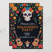 Uitnodiging voor Halloween Party met kleurrijke sc (Voorkant / Achterkant)