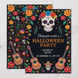 Uitnodiging voor Halloween Party met kleurrijke sc