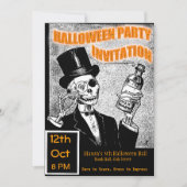Uitnodiging voor halloween party skeleton (Voorkant)