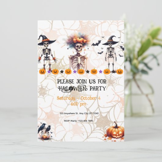 Uitnodiging voor Halloween Party - Spooktacular Pa (Staand voorkant)