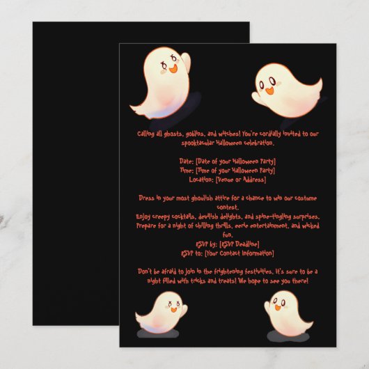 Uitnodiging voor Halloween Pumpkins (Voorkant / Achterkant)