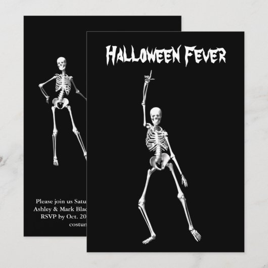 Uitnodiging voor Halloween Skeleton Fever Costume (Voorkant / Achterkant)