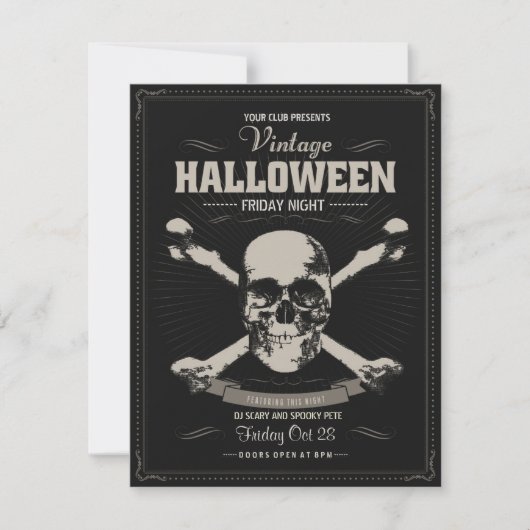 Uitnodiging voor Halloween Skull Club (Voorkant)