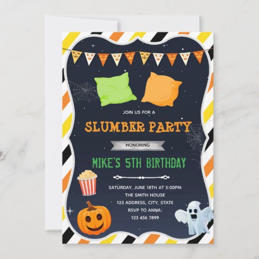 Uitnodiging voor Halloween-slaapfeest (Voorkant)