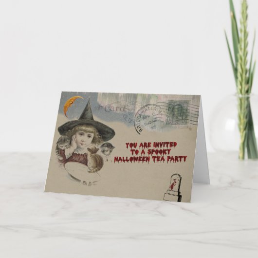 Uitnodiging voor Halloween Tea Party (Voorkant)