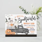 Uitnodiging voor Halloween-verjaardagsfeest,  (Staand voorkant)