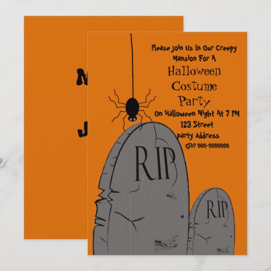 Uitnodiging voor Halloween verkleedfeest (Voorkant / Achterkant)