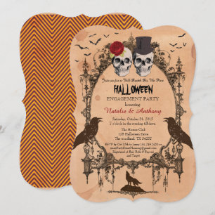 Uitnodiging voor Halloween verlovingsfeest. rustie