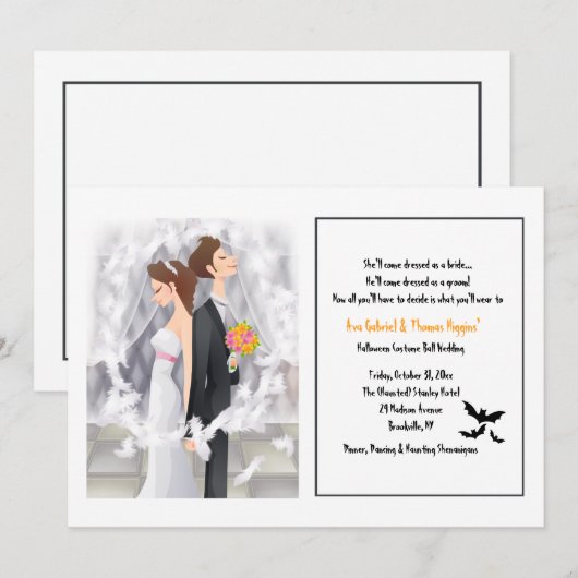 Uitnodiging voor Halloween Wedding (Voorkant / Achterkant)