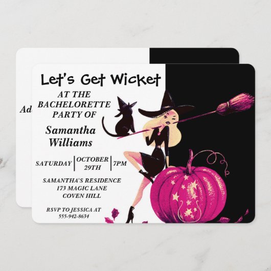 Uitnodiging voor Halloween Witch Bachelorette (Voorkant / Achterkant)
