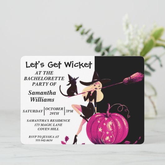 Uitnodiging voor Halloween Witch Bachelorette (Staand voorkant)
