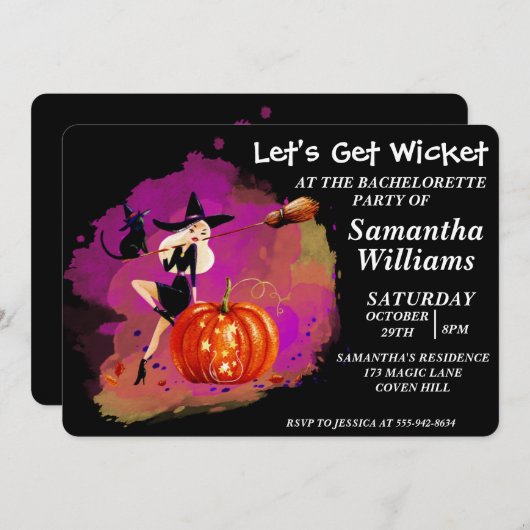 Uitnodiging voor Halloween Witch Bachelorette (Voorkant / Achterkant)