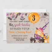 Uitnodiging voor Halloween witch girl. (Voorkant)