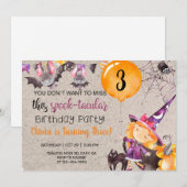 Uitnodiging voor Halloween witch girl. (Voorkant / Achterkant)