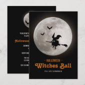 Uitnodiging voor Halloween Witches Ball Party (Voorkant / Achterkant)