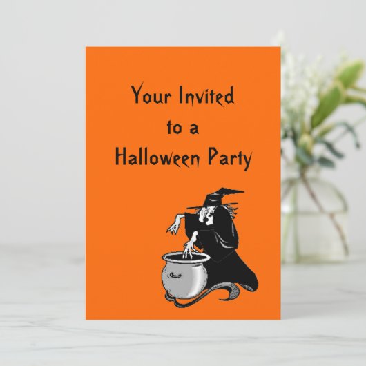 Uitnodiging voor Halloween Witches Brew Party (Staand voorkant)