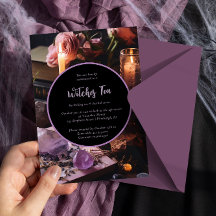 Uitnodiging voor Halloween Witches Tea Party