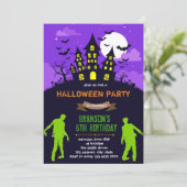 Uitnodiging voor Halloween zombiefeest (Staand voorkant)