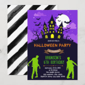 Uitnodiging voor Halloween zombiefeest (Voorkant / Achterkant)