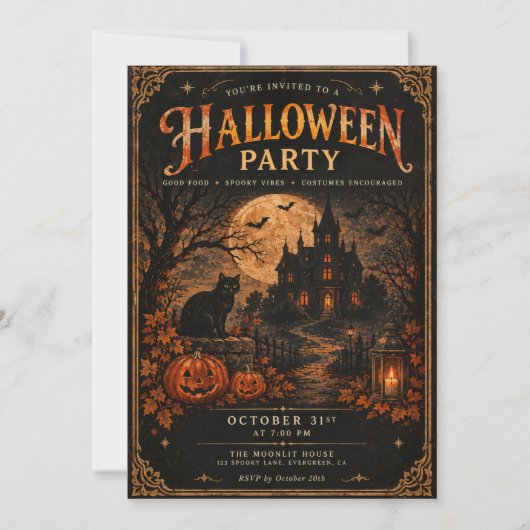 Uitnodiging voor Halloweenfeest  (Voorkant)