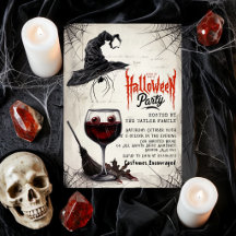 Uitnodiging voor Halloweenfeest | Heksenhoed Wijn