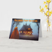 Uitnodiging voor Halloweenfeest. Kaart (Gele Bloem)