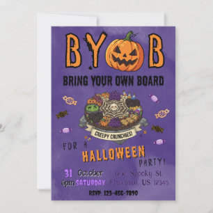 Uitnodiging voor Halloweenfeest met BYOB-charcuter