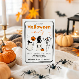Uitnodiging voor Halloweenfeest met Cute Ghost Cat