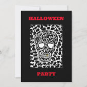 Uitnodiging voor Halloweenfeest met Schedel Afbeel (Voorkant)