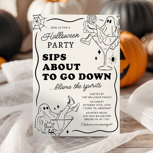 Uitnodiging voor Halloweenfeest met 'Sips About to