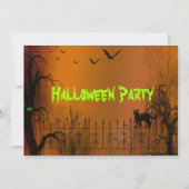 Uitnodiging voor Halloweenfeest Vleermuizen en Zwa (Voorkant)