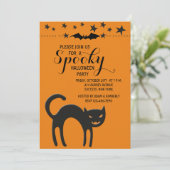 Uitnodiging voor Halloweenkat (Staand voorkant)