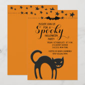 Uitnodiging voor Halloweenkat (Voorkant / Achterkant)