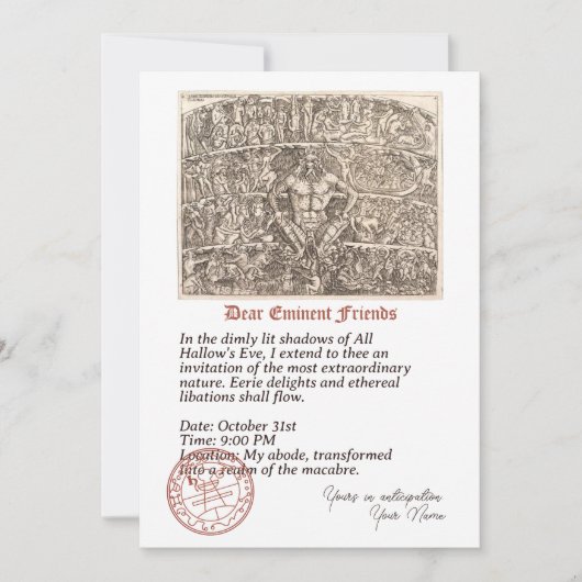 Uitnodiging voor Halloween's etherische verplichti (Voorkant)